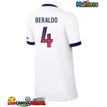 Camisa de Futebol Paris Saint-Germain Lucas Beraldo #4 Equipamento Secundário Mulheres 2026-27 Manga Curta